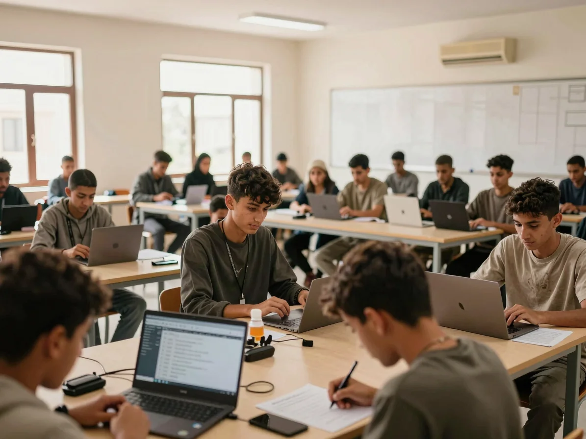Authentic photography of Moroccan youth engaged in digital skills