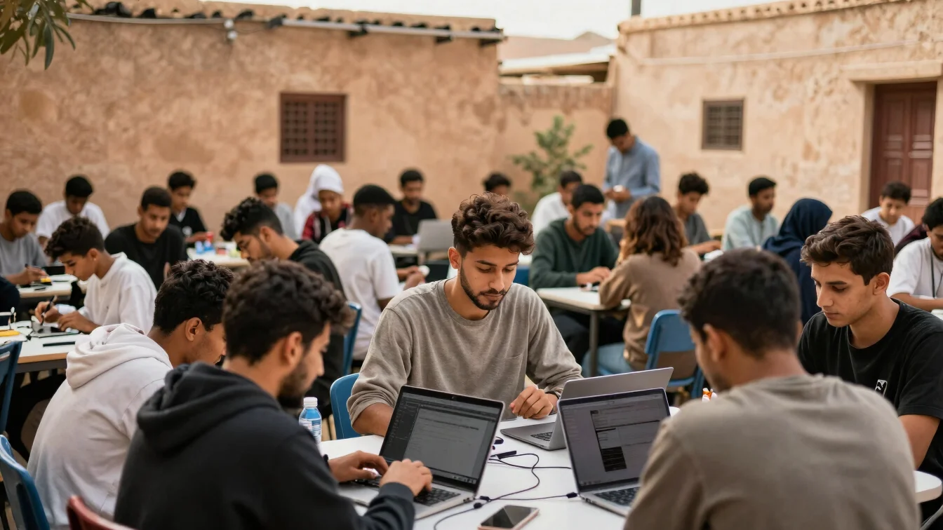 Moroccan youth engaged in a professional tech and skills training
